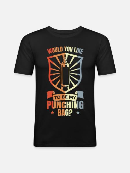 Boxsack Witz - Männer Slim Fit T-Shirt - Schwarz