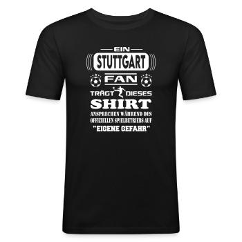 Fußball Fan Fussballverein Stuttgart - Männer Slim Fit T-Shirt - Schwarz - Vorne - Nik (191cm)