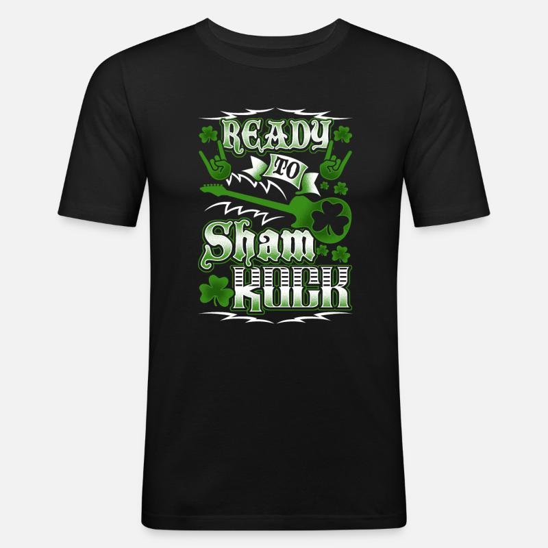 Ready To Shamrock - Männer Slim Fit T-Shirt - Schwarz