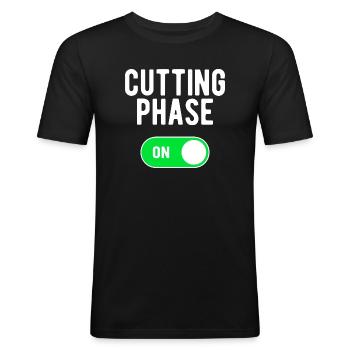 Cutting Phase ON Bodybuilding Gewichte Workout - Männer Slim Fit T-Shirt - Schwarz - Vorne - Nik (191cm)
