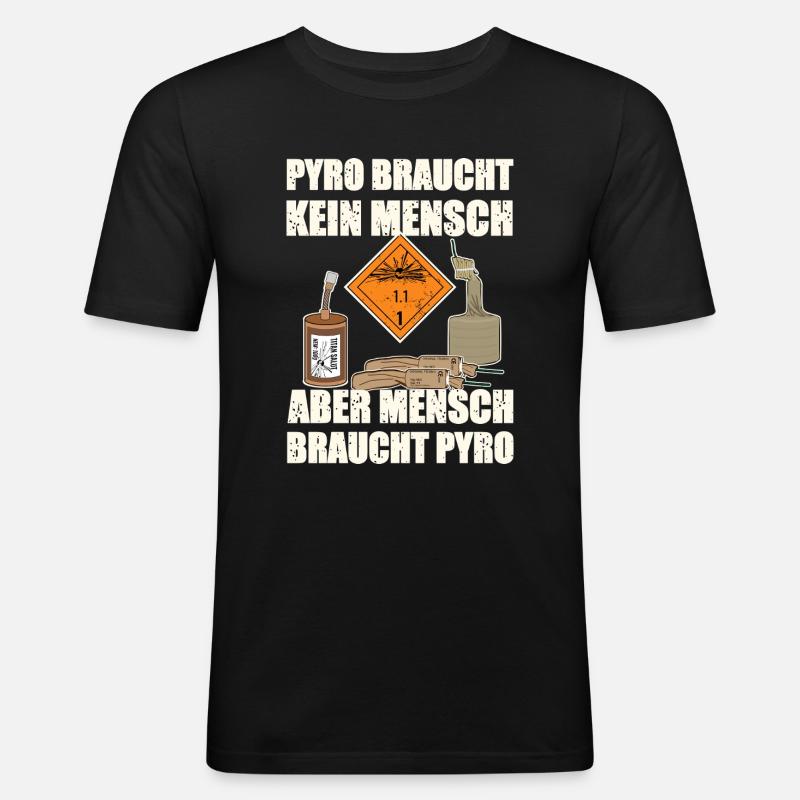 Pyro Silvester - Männer Slim Fit T-Shirt - Schwarz
