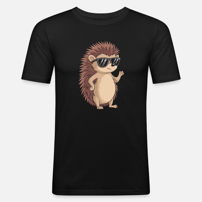 Igel - Männer Slim Fit T-Shirt - Schwarz