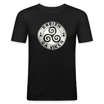 Breizh da viken 2 - T-shirt près du corps Homme - noir - Devant - Nik (191cm)
