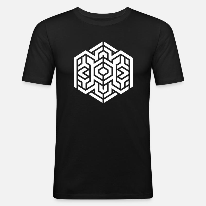 Geometric Hexagon - Abstract pattern - Men's Slim Fit T-Shirt - black