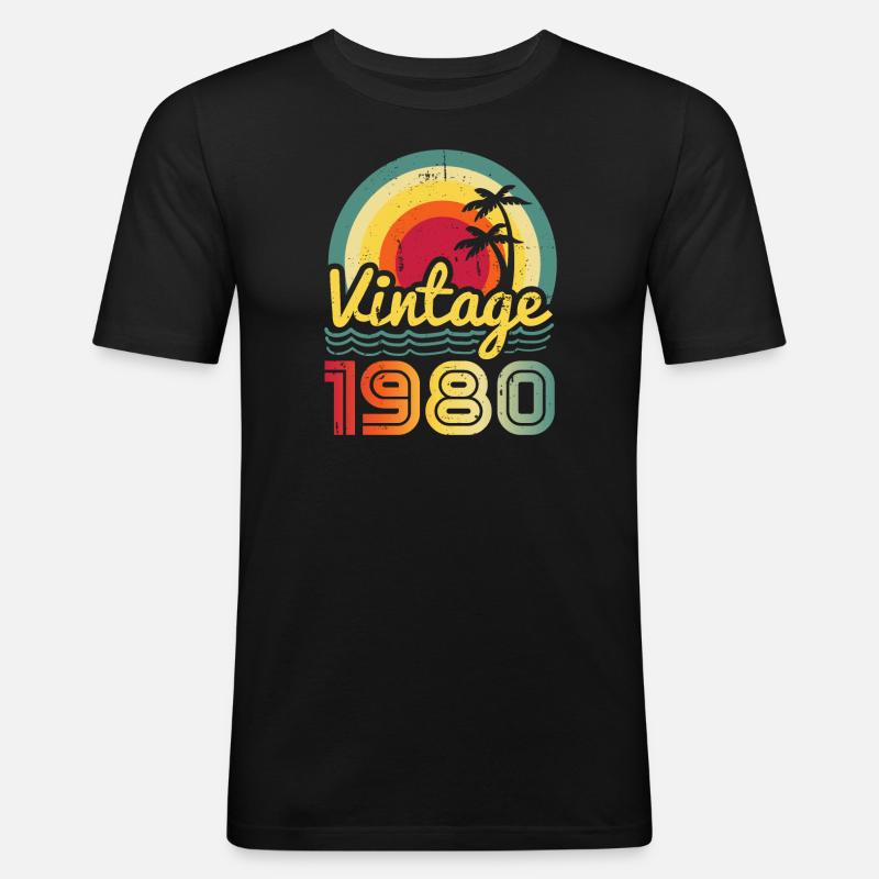 1980 - Männer Slim Fit T-Shirt - Schwarz
