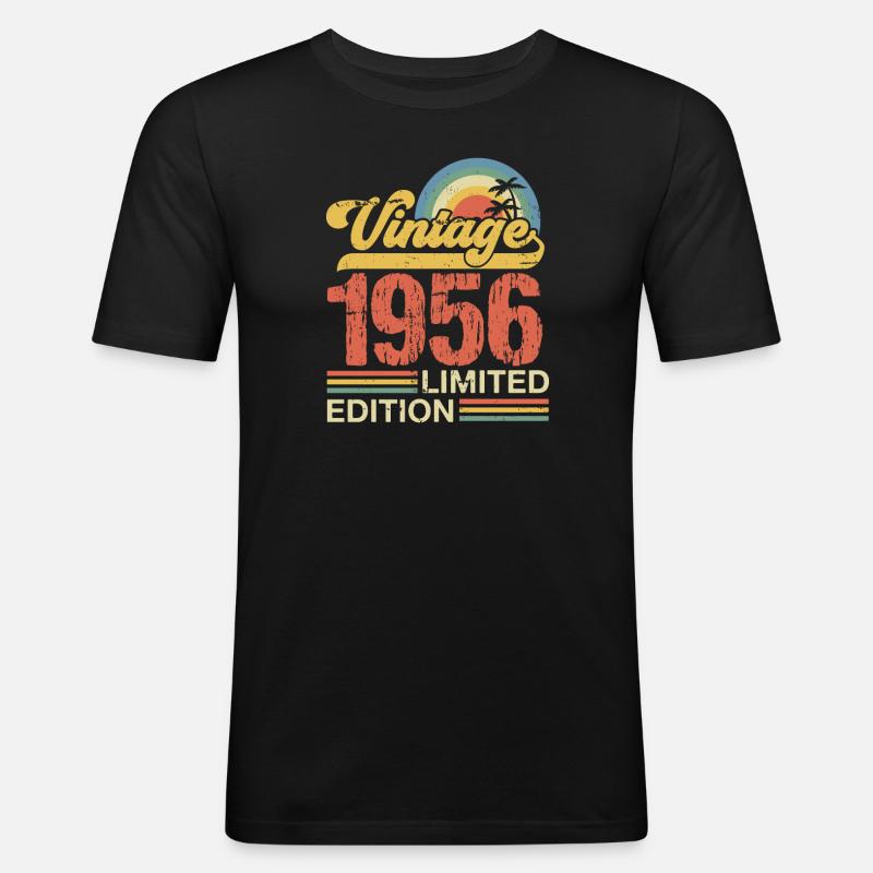1956 - Männer Slim Fit T-Shirt - Schwarz