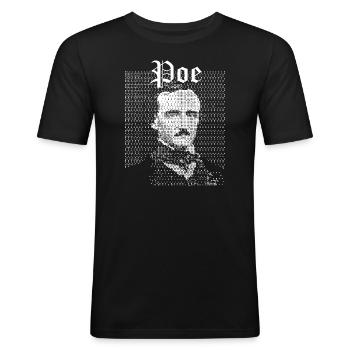 Edgar Allan Poe Porträt - Männer Slim Fit T-Shirt - Schwarz - Vorne - Nik (191cm)