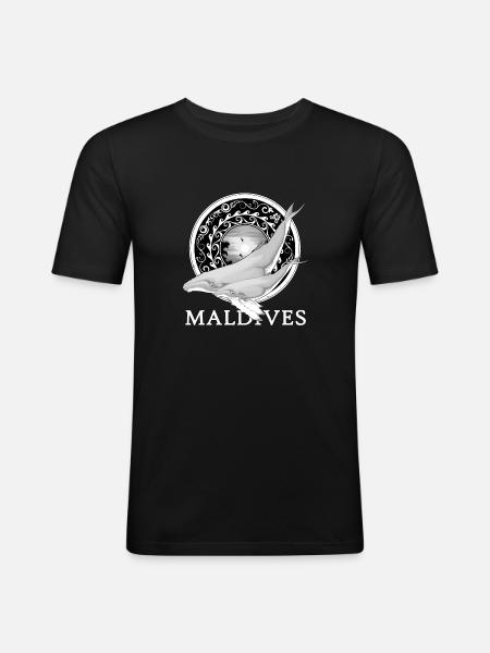 Buckelwale Malediven - Männer Slim Fit T-Shirt - Schwarz