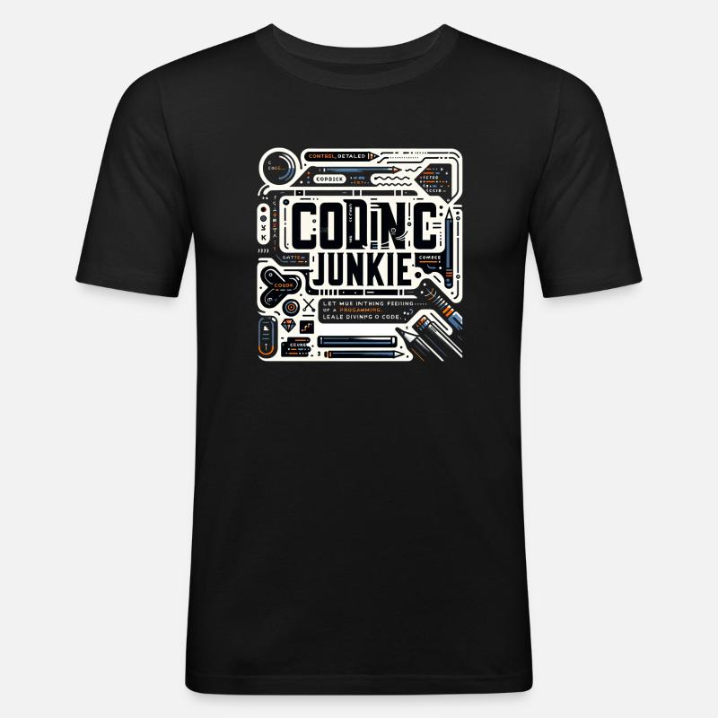 Coding Junkie 11 - Männer Slim Fit T-Shirt - Schwarz