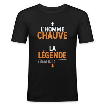 Chauve la légende humour drole collègue chauve - T-shirt près du corps Homme - noir - Devant - Nik (191cm)