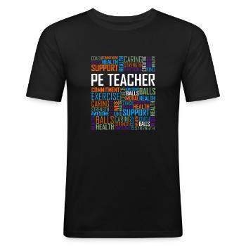 Sportlehrer - Männer Slim Fit T-Shirt - Schwarz - Vorne - Nik (191cm)