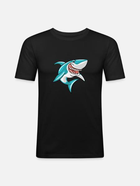 Requin - T-shirt près du corps Homme - noir