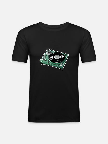 Disque vinyle - T-shirt près du corps Homme - noir