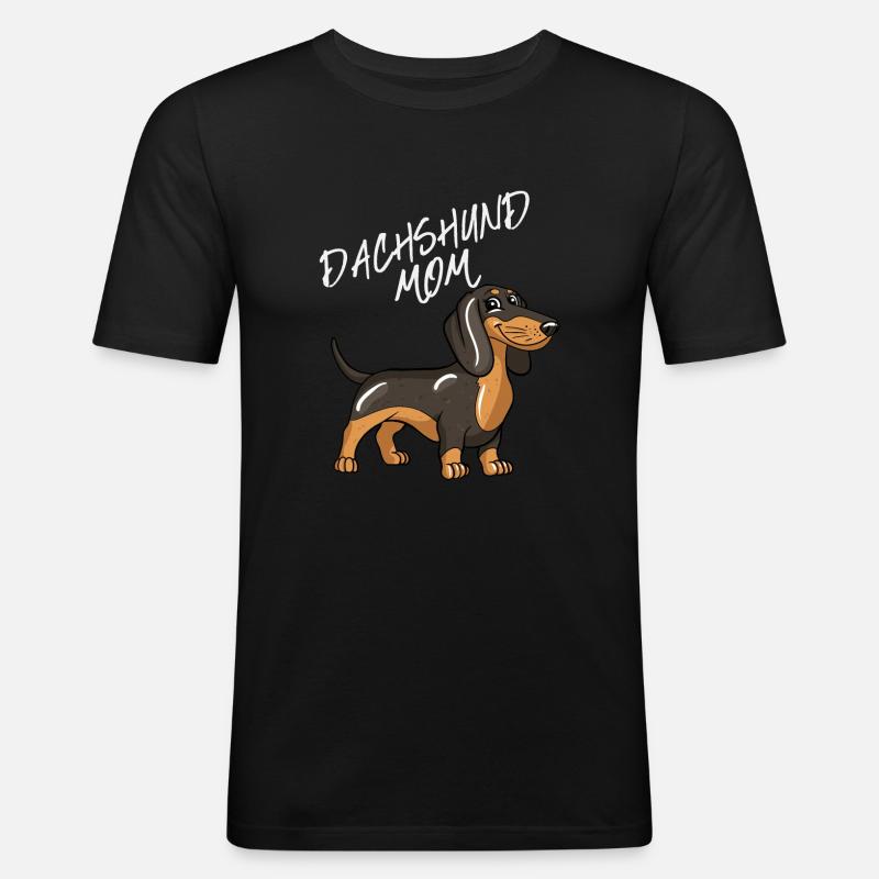 Dackelmama - Männer Slim Fit T-Shirt - Schwarz