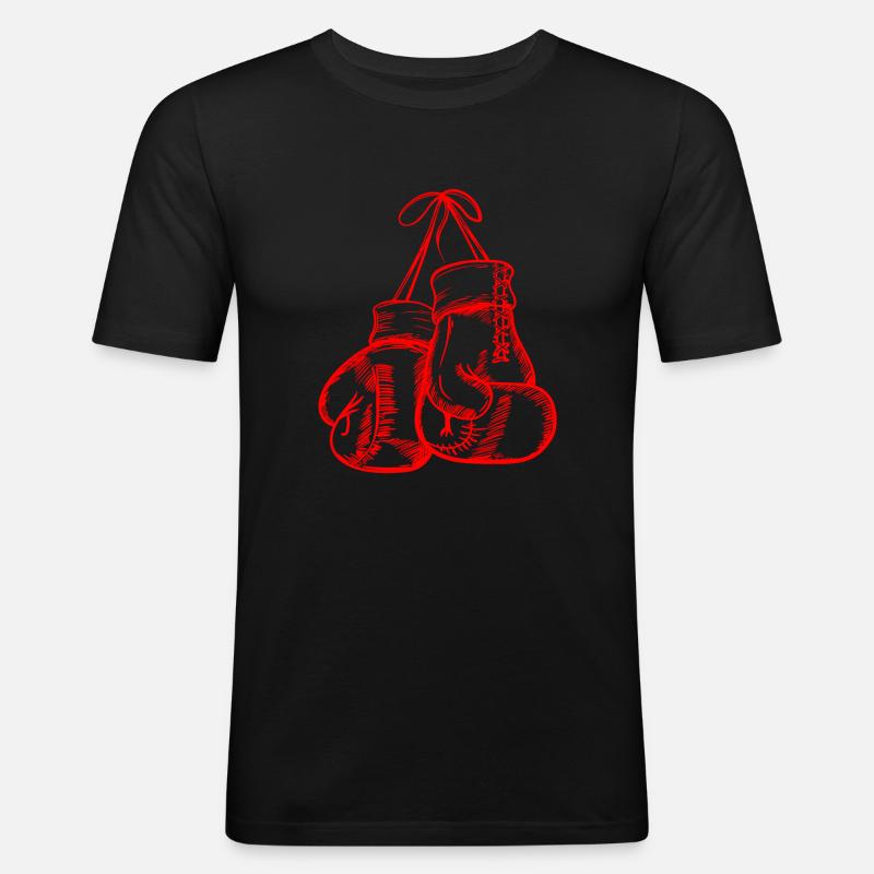 Rote Boxhandschuhe - Männer Slim Fit T-Shirt - Schwarz
