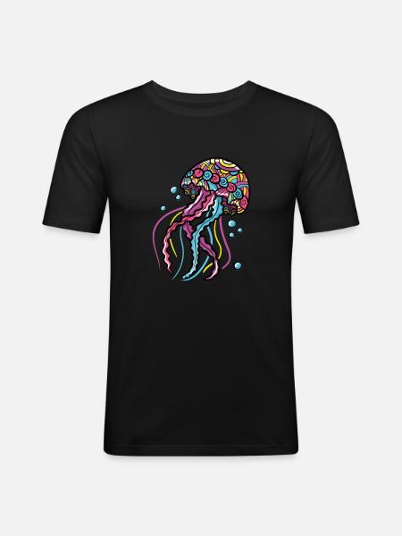 Jellyfish Psy - Men's Slim Fit T-Shirt - black