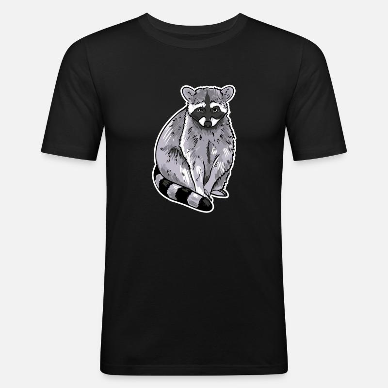 Waschbär - Männer Slim Fit T-Shirt - Schwarz