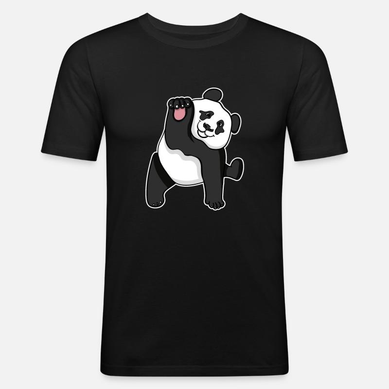 Panda - Männer Slim Fit T-Shirt - Schwarz