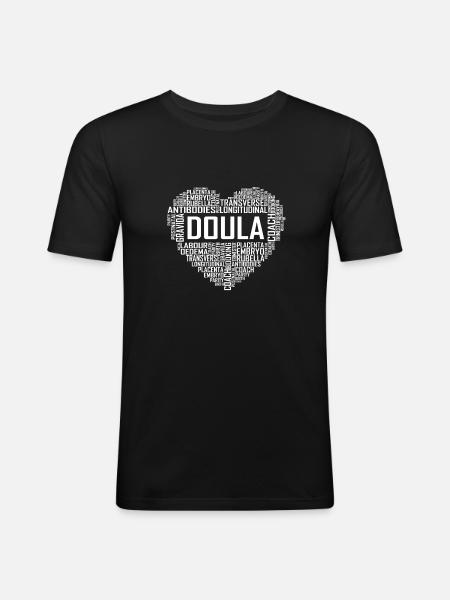 Doula Herz - Männer Slim Fit T-Shirt - Schwarz
