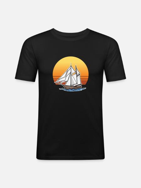 Retro Boat - Men's Slim Fit T-Shirt - black