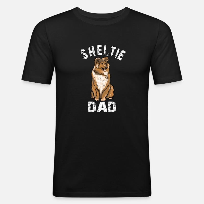 Sheltie Dad - Männer Slim Fit T-Shirt - Schwarz