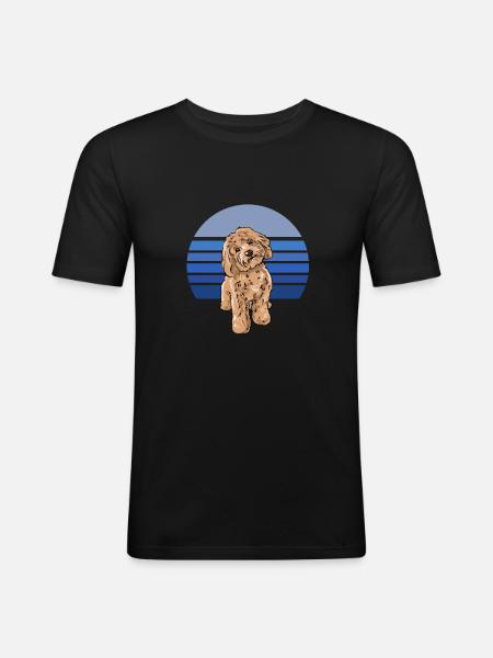 Cockapoo Bleu Rétro - T-shirt près du corps Homme - noir