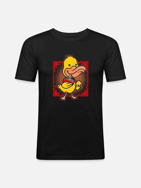 Duck Eating Ramen - Men's Slim Fit T-Shirt - black