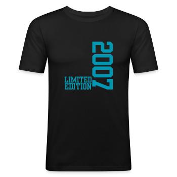 Édition Limitée 2007 18ème Cadeau d’Anniversaire - T-shirt près du corps Homme - noir - Devant - Nik (191cm)