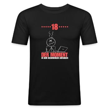 18 jahre 18. Geburtstag Endlich 18 - Männer Slim Fit T-Shirt - Schwarz - Vorne - Nik (191cm)
