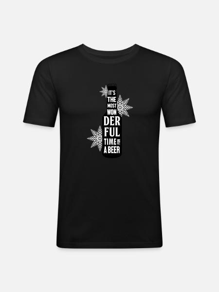 Bierzeit - Männer Slim Fit T-Shirt - Schwarz