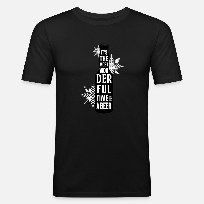 Bierzeit - Männer Slim Fit T-Shirt - Schwarz