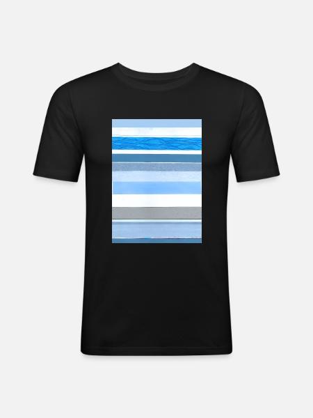Stripes blue white - Men's Slim Fit T-Shirt - black