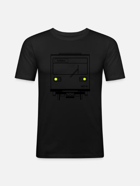 u-bahn - Männer Slim Fit T-Shirt - Schwarz