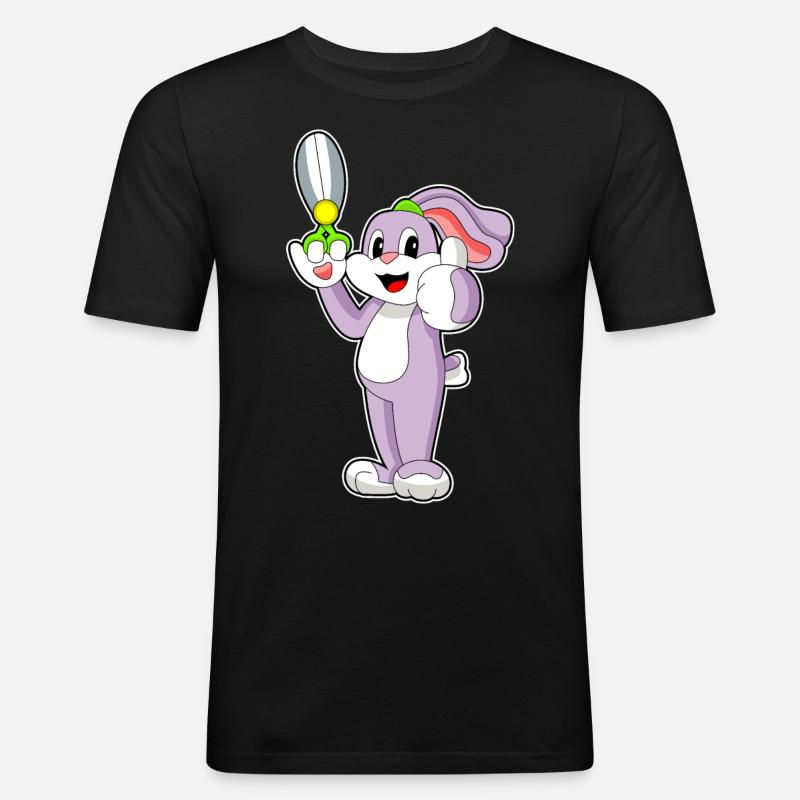 Ciseaux de coiffeur lapin - T-shirt près du corps Homme - noir