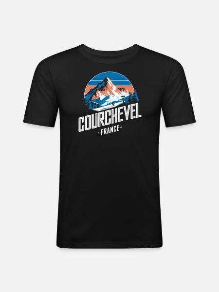 Courchevel - France - T-shirt près du corps Homme - noir