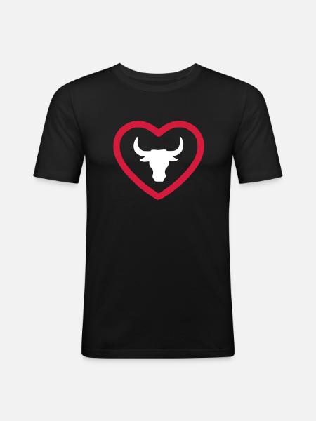 herz bulle stier - Männer Slim Fit T-Shirt - Schwarz