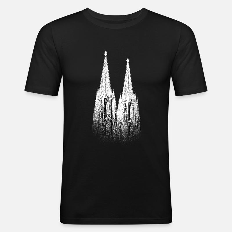 Kölner Dom Köln Skyline - Männer Slim Fit T-Shirt - Schwarz