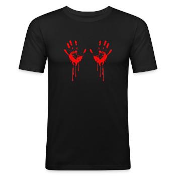 Empreintes de mains sanglantes Halloween - T-shirt près du corps Homme - noir - Devant - Nik (191cm)