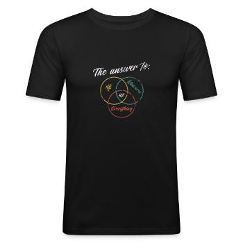 La réponse est 42 geek nerdy utilisé look - T-shirt près du corps Homme - noir - Devant - Nik (191cm)