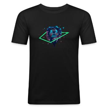 LION LION LION’S HEADS NEON PREDATOR MOTIF CADEAU - T-shirt près du corps Homme - noir - Devant - Nik (191cm)