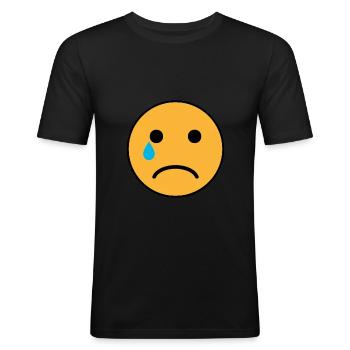Trauriger Emoji - Männer Slim Fit T-Shirt - Schwarz - Vorne - Nik (191cm)