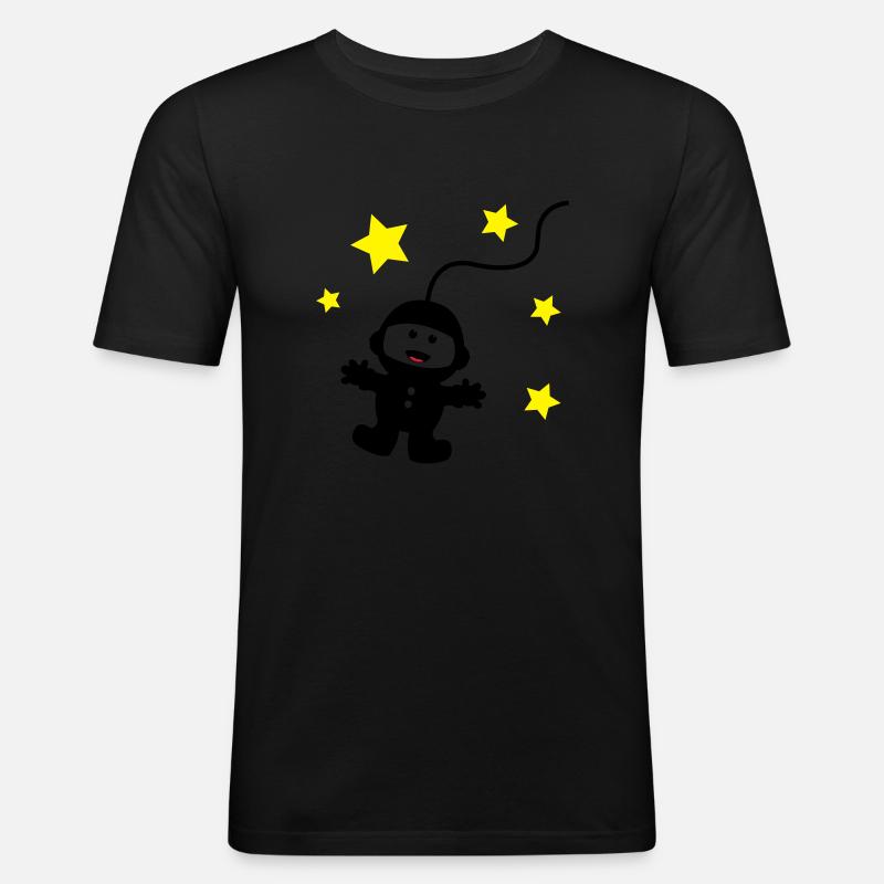 astronaut2 - Männer Slim Fit T-Shirt - Schwarz