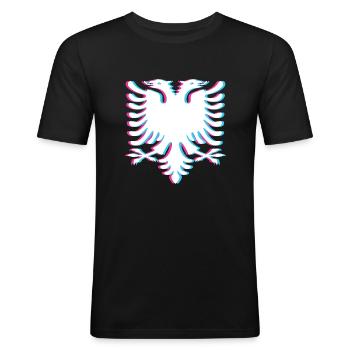 Albania Eagle Double Head Eagle Logo - Men's Slim Fit T-Shirt - black - Front - Nik (191cm)