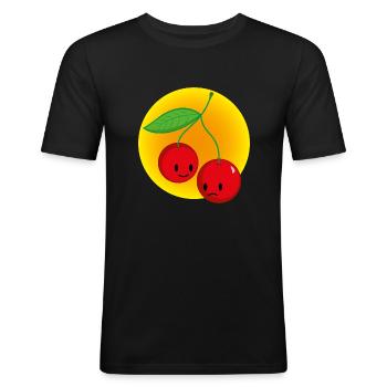 Cerises - T-shirt près du corps Homme - noir - Devant - Nik (191cm)
