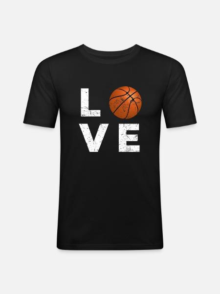 Basketball-Liebe - Männer Slim Fit T-Shirt - Schwarz