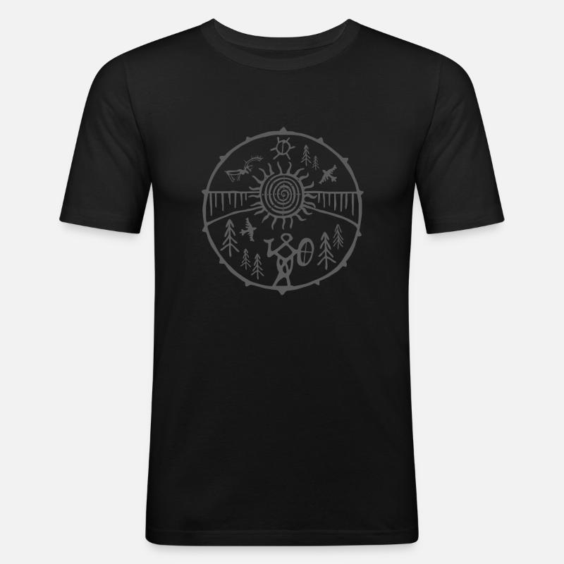 Schamane / Mutter Erde - Männer Slim Fit T-Shirt - Schwarz