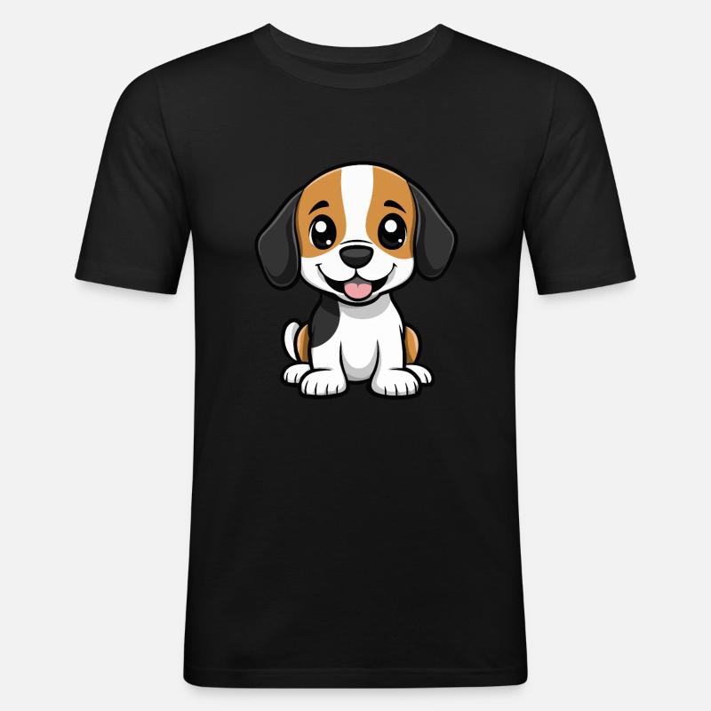 Beagle Hund Niedlich - Männer Slim Fit T-Shirt - Schwarz