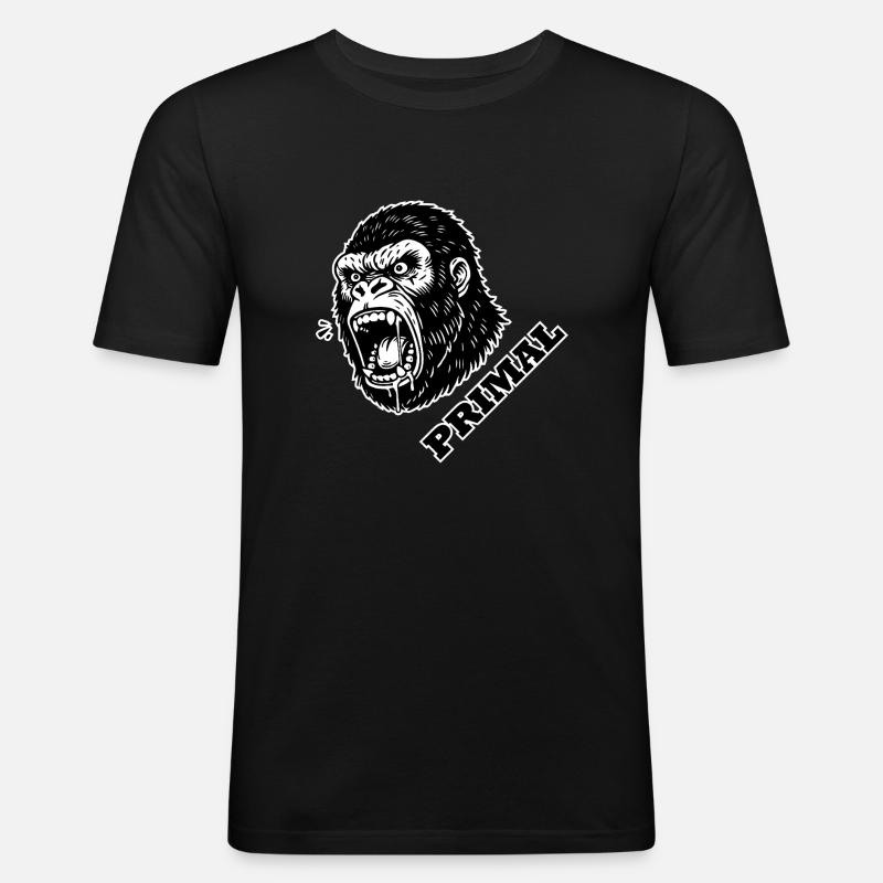 Wütender Gorilla - PRIMAL Design - Männer Slim Fit T-Shirt - Schwarz