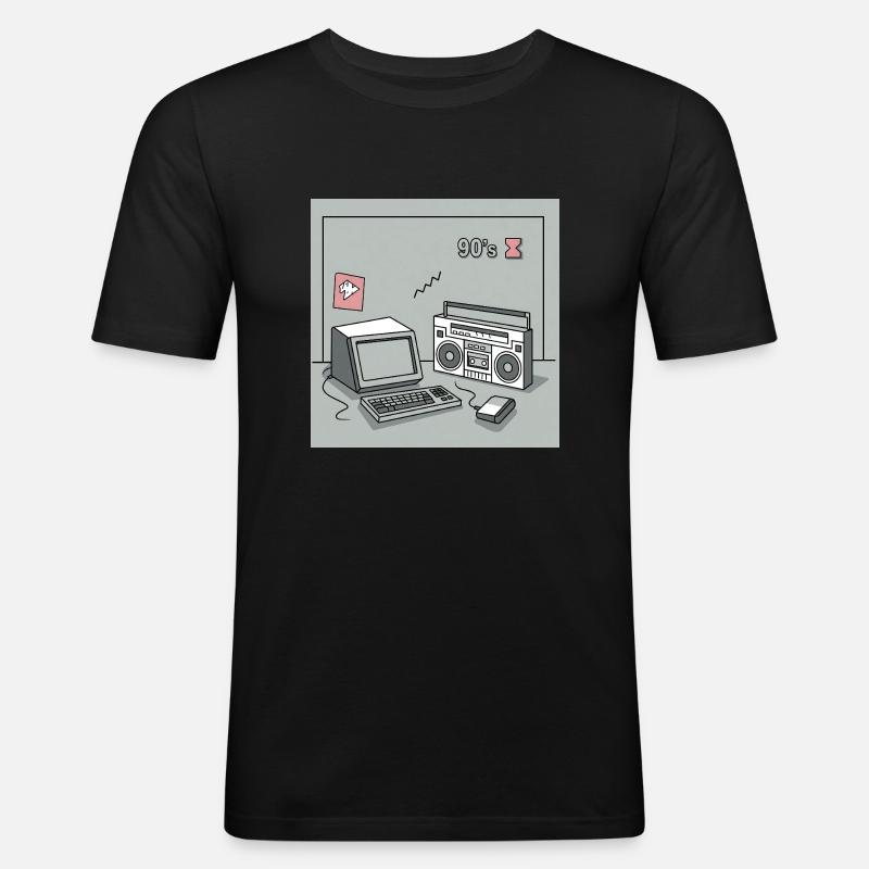 90'ernes kultobjekter : Walkman, computer og Co. - Herre Slim Fit T-Shirt - sort