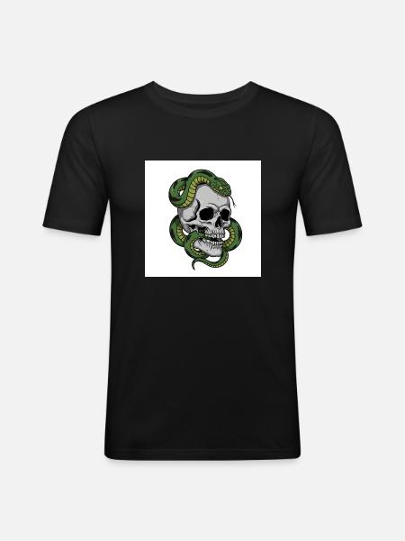 Skull & Snake – Symbol of Death - Men's Slim Fit T-Shirt - black